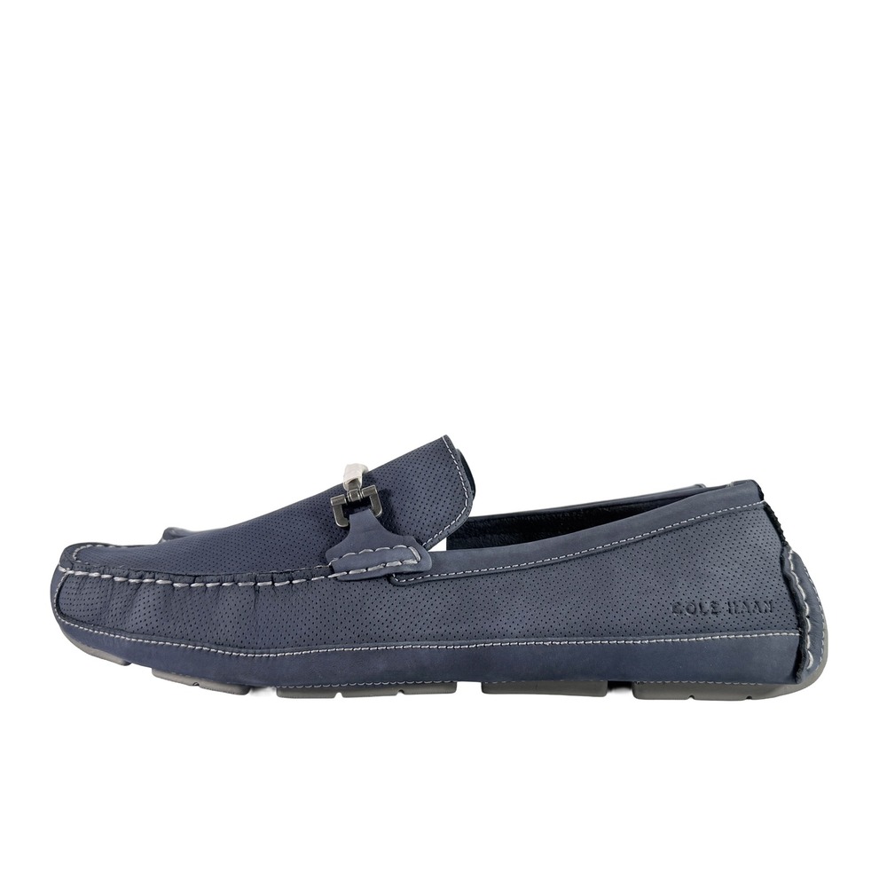 Cole Haan Wyatt Bit Driver Navy Nubuck Perforated Loafers Men\'s 11.5 M NIB